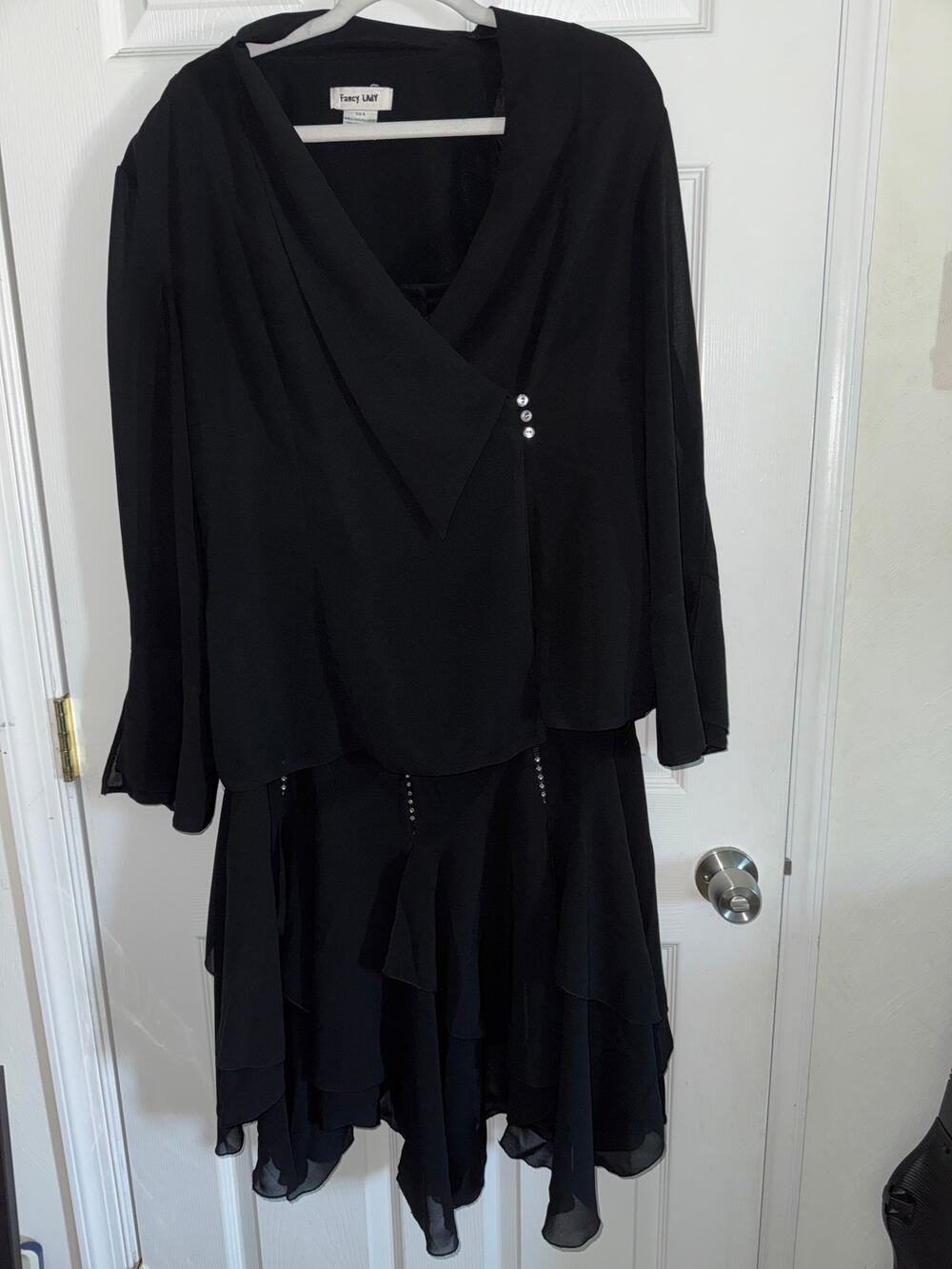 Fancy Lady Black Studded Matching Set Ruffled Minimalist Maxi Skirt size 16